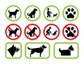 Signs of restriction and permission regarding pet dogs