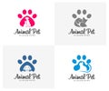 Set of Pet Logo dog cat design vector template. Animals Veterinary clinic Logotype concept outline icon Royalty Free Stock Photo