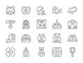 Set of Pet Shop Line Icons. Cat, Dog, Bird, Parrot, Fish, Mouse and more. Royalty Free Stock Photo