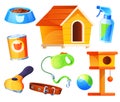 Set for pet shop, supermarket items, vector icons Royalty Free Stock Photo