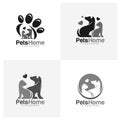 Set of Pets Logo dog cat design vector template. Animals Veterinary clinic Logotype concept outline icon Royalty Free Stock Photo