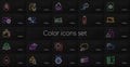Set of Ph neutral, Wallet and Trade chart line icons. For design. Vector
