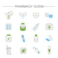 Set of Pharmacy and Medicine Linear Icons