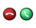 Set of phone call icons. Accept call and decline button. Answer and decline phone call buttons. Royalty Free Stock Photo