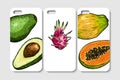 Set of phone case design. Abstract fruits and berries background. Royalty Free Stock Photo