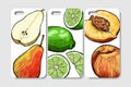 Set of phone case design. Abstract fruits and berries background. Royalty Free Stock Photo