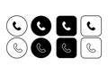Set of phone icon buttons. Contact icon. Communication icon in flat style