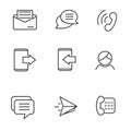 Set of phone, messaging and chat icon related with simple line design Royalty Free Stock Photo
