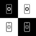 Set Phone repair service icon isolated on black and white background. Adjusting, service, setting, maintenance, repair Royalty Free Stock Photo