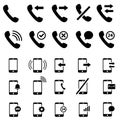 Set of phone or smartphone icons, call illustration symbol, telephone logo, message sign.