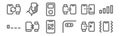 set of 12 phones and mobiles icons. outline thin line icons such as back camera, back camera, tooth, connection, music player,