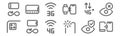 Set of 12 phones and mobiles icons. outline thin line icons such as connect, back camera, connect, g, g, landscape mode Royalty Free Stock Photo