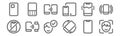 set of 12 phones and mobiles icons. outline thin line icons such as face recognition, rotate, connect, mobile cloud, connect,