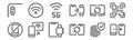 Set of 12 phones and mobiles icons. outline thin line icons such as transfer, transfer, transfer, sync, g, wifi Royalty Free Stock Photo