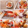 Set of photo asian seafood soup close-up Royalty Free Stock Photo