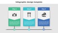 Set Photo camera, Metal detector and Dinosaur skull. Business infographic template. Vector