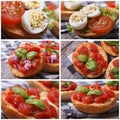 Set of photo Italian bruschetta with tomato Royalty Free Stock Photo