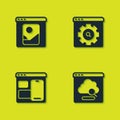 Set Photo retouching, Cloud technology data transfer, Web developer programming code and Browser setting icon. Vector Royalty Free Stock Photo