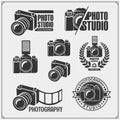 Set of photo studio and photo scool emblems, labels and design elements.