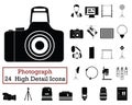 Set of 24 Photography Icons Royalty Free Stock Photo