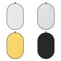 Set of Photograpic White, Silver, Gold and Black Disk Light Reflector Diffuser Screen. 3d Rendering Royalty Free Stock Photo