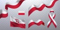 Set of photorealistic ribbons, flags of Poland