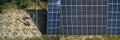 Set of photos of installation and ready solar panels Royalty Free Stock Photo