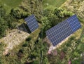 Set of photos of installation and ready solar panels Royalty Free Stock Photo