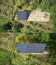 Set of photos of installing and ready solar panels Royalty Free Stock Photo