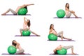 Set of photos with model and swiss ball