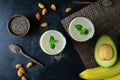 Delicious and Healthy Avocado and Banana Smoothie with Chia Seeds Royalty Free Stock Photo