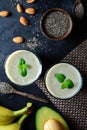 Delicious and Healthy Avocado and Banana Smoothie with Chia Seeds Royalty Free Stock Photo