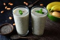 Delicious and Healthy Avocado and Banana Smoothie with Chia Seeds Royalty Free Stock Photo