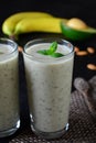 Delicious and Healthy Avocado and Banana Smoothie with Chia Seeds Royalty Free Stock Photo