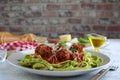 Keto Meatballs with Low-Carb Marinara Sauce and Zucchini Noodles Royalty Free Stock Photo