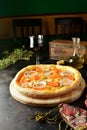 Chicken Pizza with Sliced Onions, Tomatoes, and Cheese Royalty Free Stock Photo