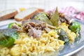 Lamb Risotto with Brussel Sprouts and Corn Royalty Free Stock Photo