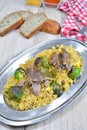 Lamb Risotto with Brussel Sprouts and Corn Royalty Free Stock Photo