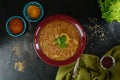 Vegan Brown Lentil Stew with Spices Royalty Free Stock Photo