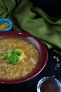 Vegan Brown Lentil Stew with Spices Royalty Free Stock Photo