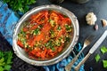 Roasted Garlic Peppers with Olive Oil and Parsley Royalty Free Stock Photo