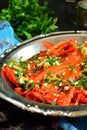 Roasted Garlic Peppers with Olive Oil and Parsley Royalty Free Stock Photo