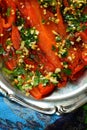 Roasted Garlic Peppers with Olive Oil and Parsley Royalty Free Stock Photo