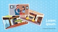 Set Of Photos Of Young Family In New Home In Living Room And Kitchen Buying House Concept Royalty Free Stock Photo