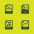 Set PHP file document, SVG, WAV and TIFF icon. Vector Royalty Free Stock Photo