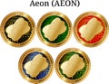 Set of physical golden coin Aeon AEON