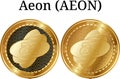 Set of physical golden coin Aeon AEON