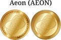 Set of physical golden coin Aeon AEON