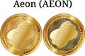 Set of physical golden coin Aeon AEON