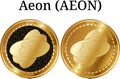 Set of physical golden coin Aeon AEON